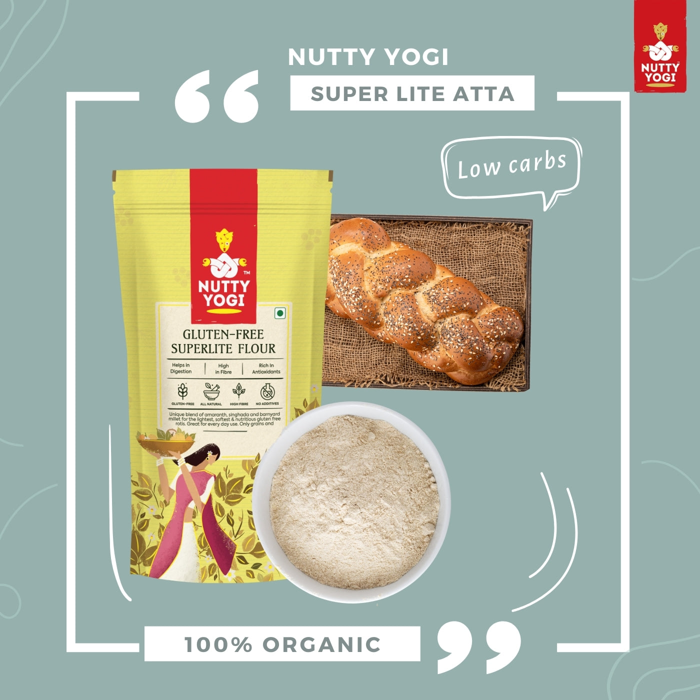 Nutty Yogi Gluten Free Superlite Flour 800g (Pack of 2)