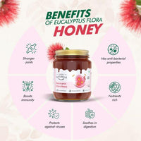 Eucalyptus Flower Wild Forest Honey | 100% Pure Honey | Wooden Spoon| Raw, Natural, Unprocessed & Unheated Honey | Lab Tested Honey in Glass Bottle.