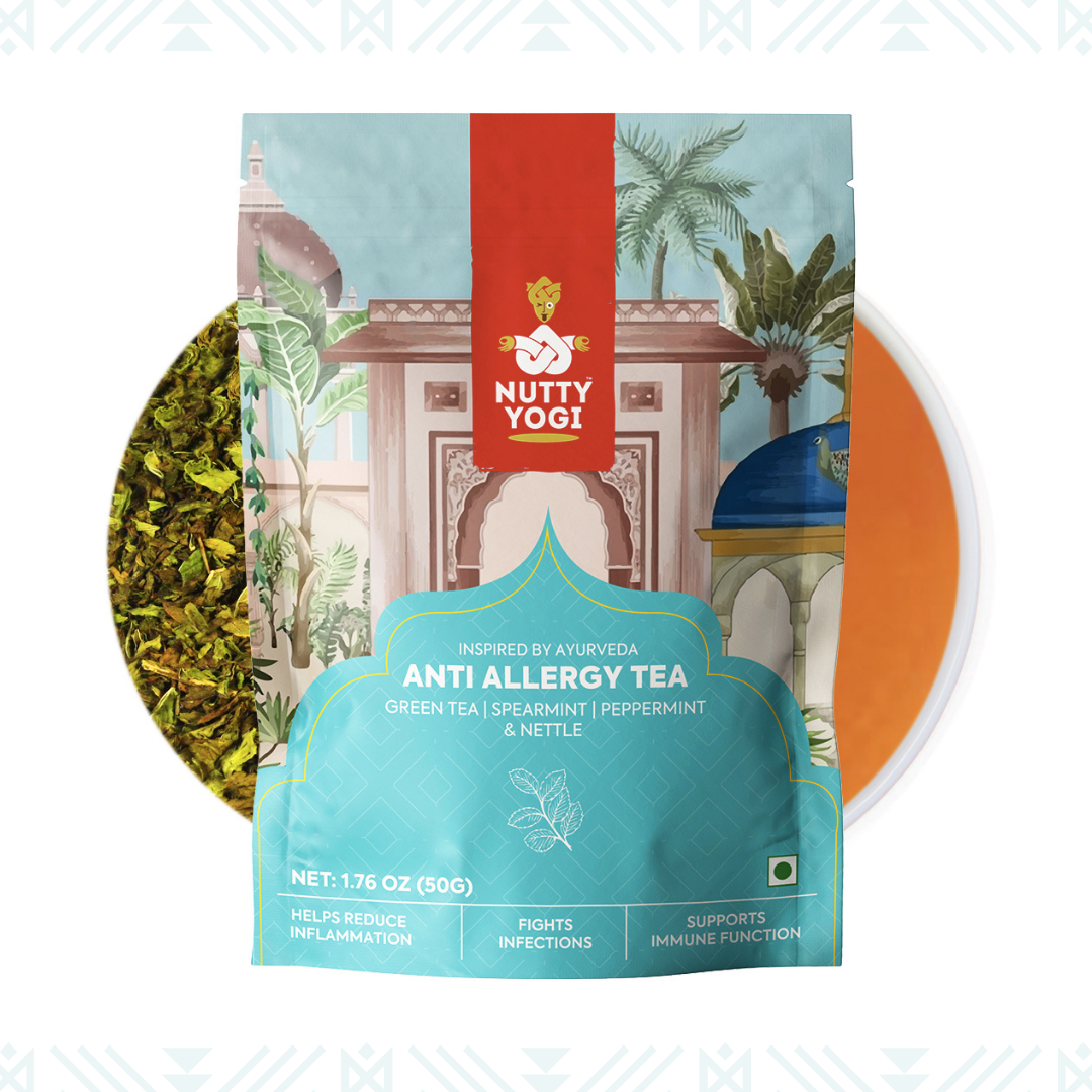 Nutty Yogi Anti Allergy Tea | Herbal Green Tea with Spearmint, Peppermint and Nettle Leaves I 50g