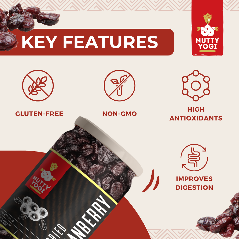 Nutty Yogi Cranberry 650g | Cranberry, Healthy Snack for kids and adults | High Nutrient and Antioxidant