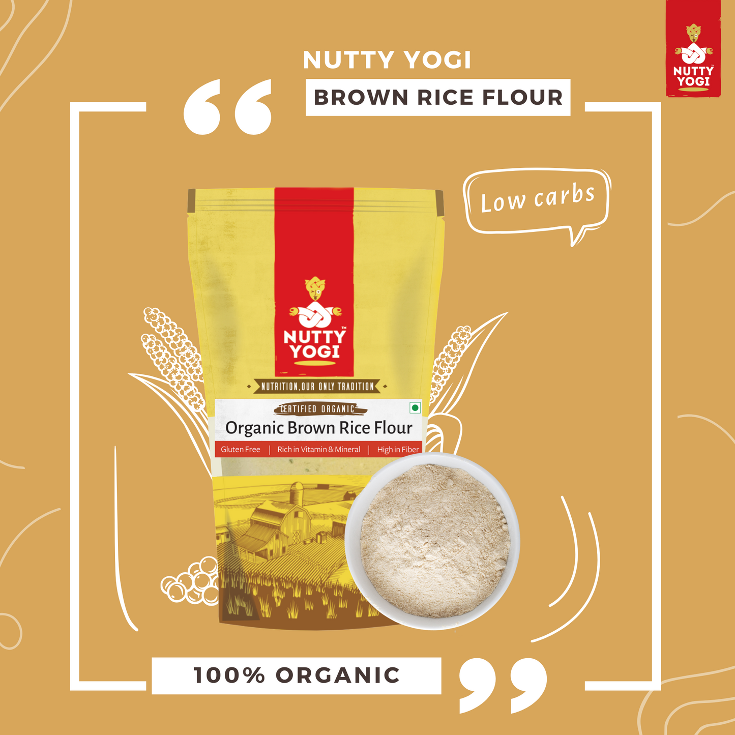 Nutty Yogi Gluten Free Organic Brown Rice Flour 400gm