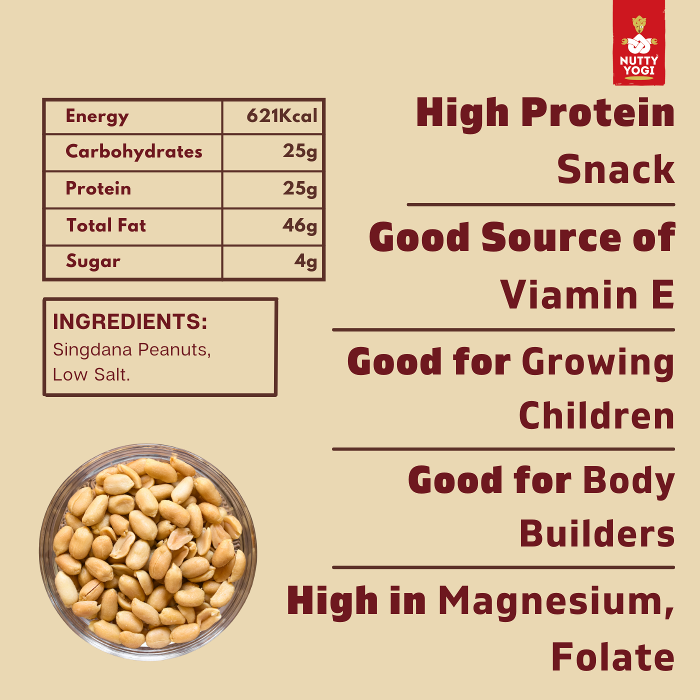 Nutty Yogi Bhuj Special Roasted Plain Singdana Peanuts 200 gms