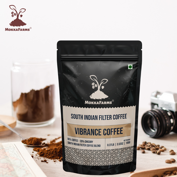 MokkaFarms Traditional South Indian Filter Coffee - Vibrance Coffee | 80% Coffee, 20% Chicory | Fresh Roast & Ground |