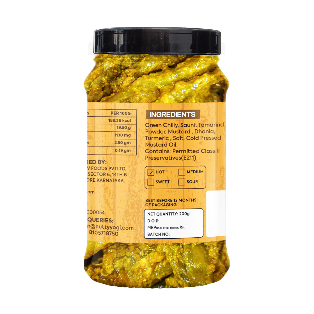 Nutty Yogi Green Chilli Pickle 200g