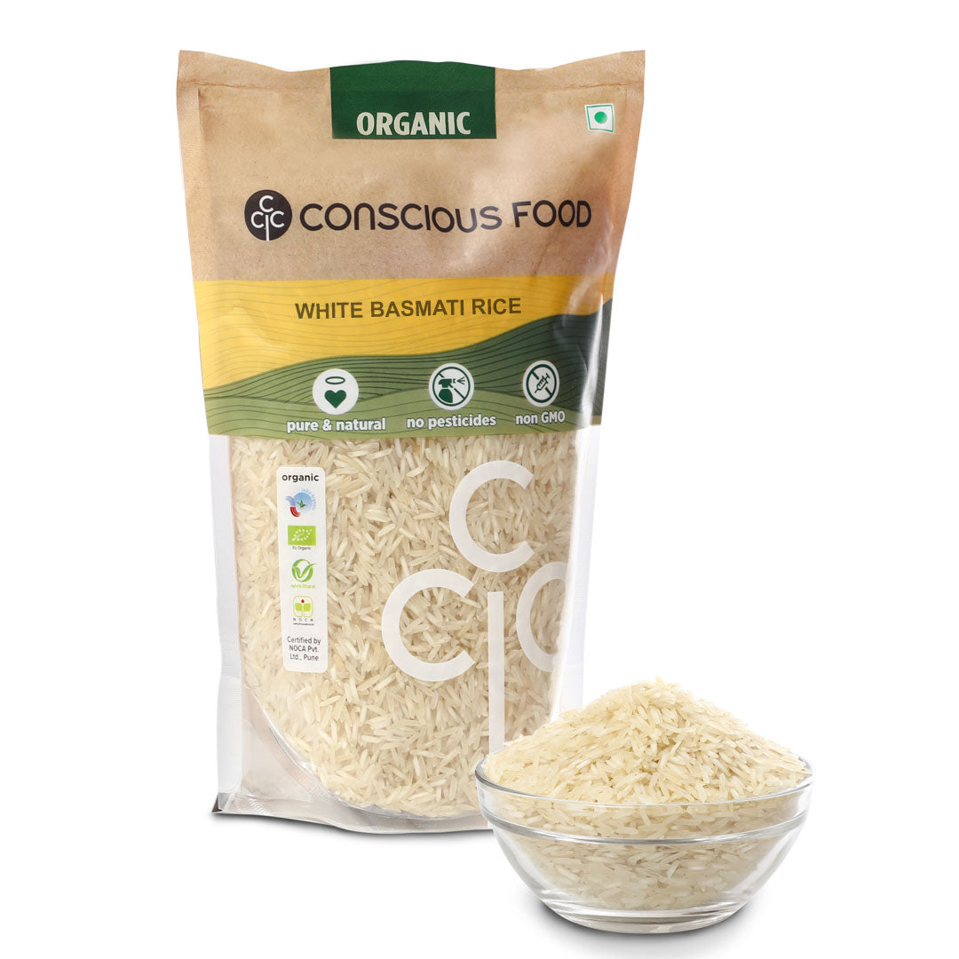Conscious Food White Basmati Rice - 1 kg - Veeha Foods