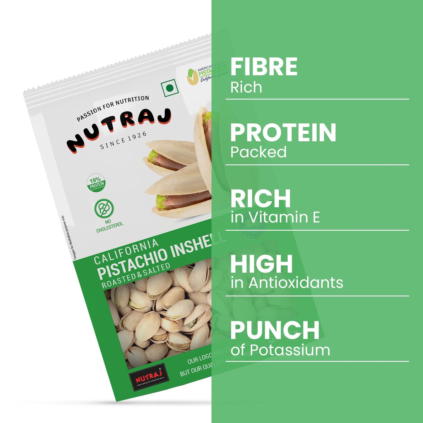 Nutraj California Roasted & Salted Pistachios Inshell (Pista) 400gm