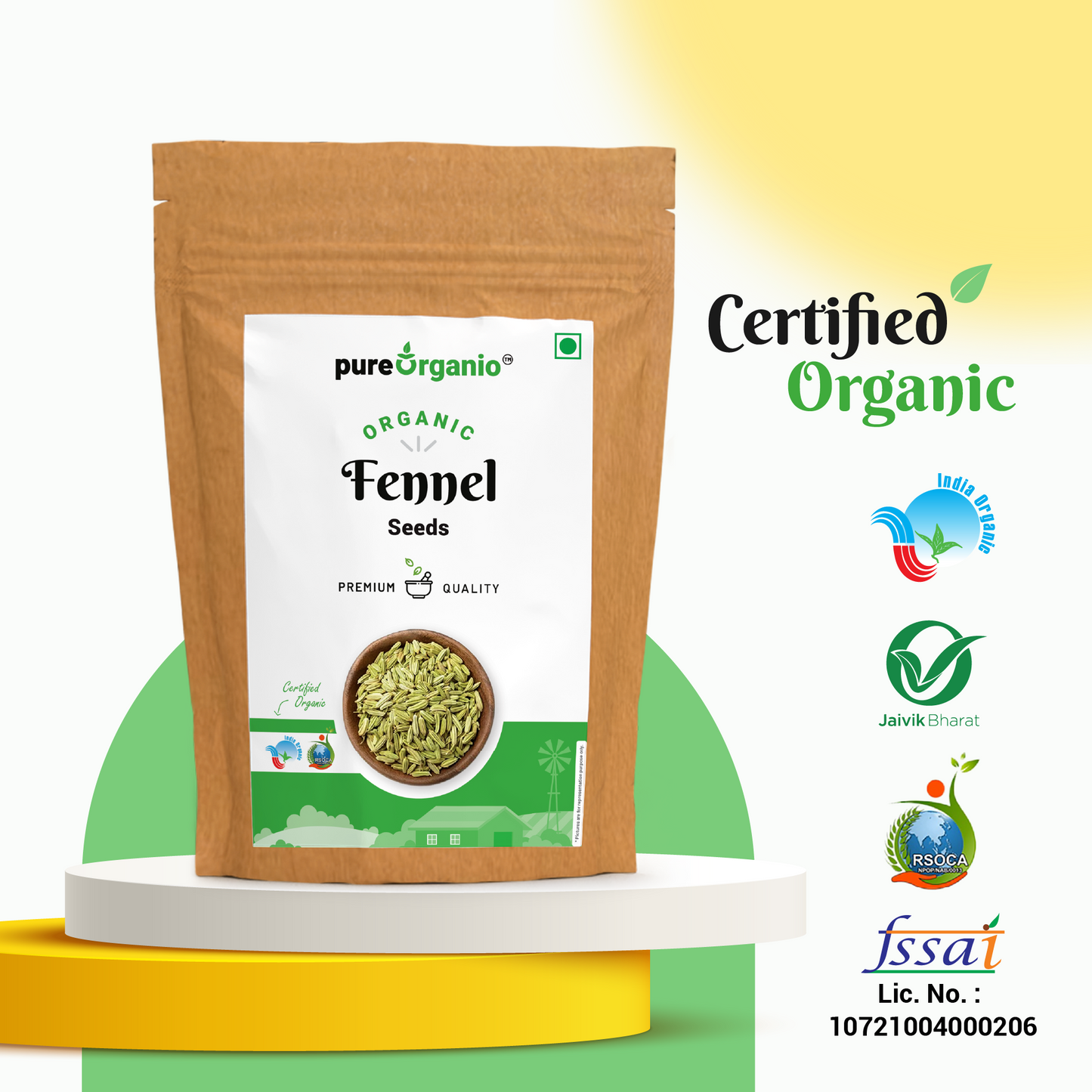 Pure Organio Organic fennel Seeds Sauf