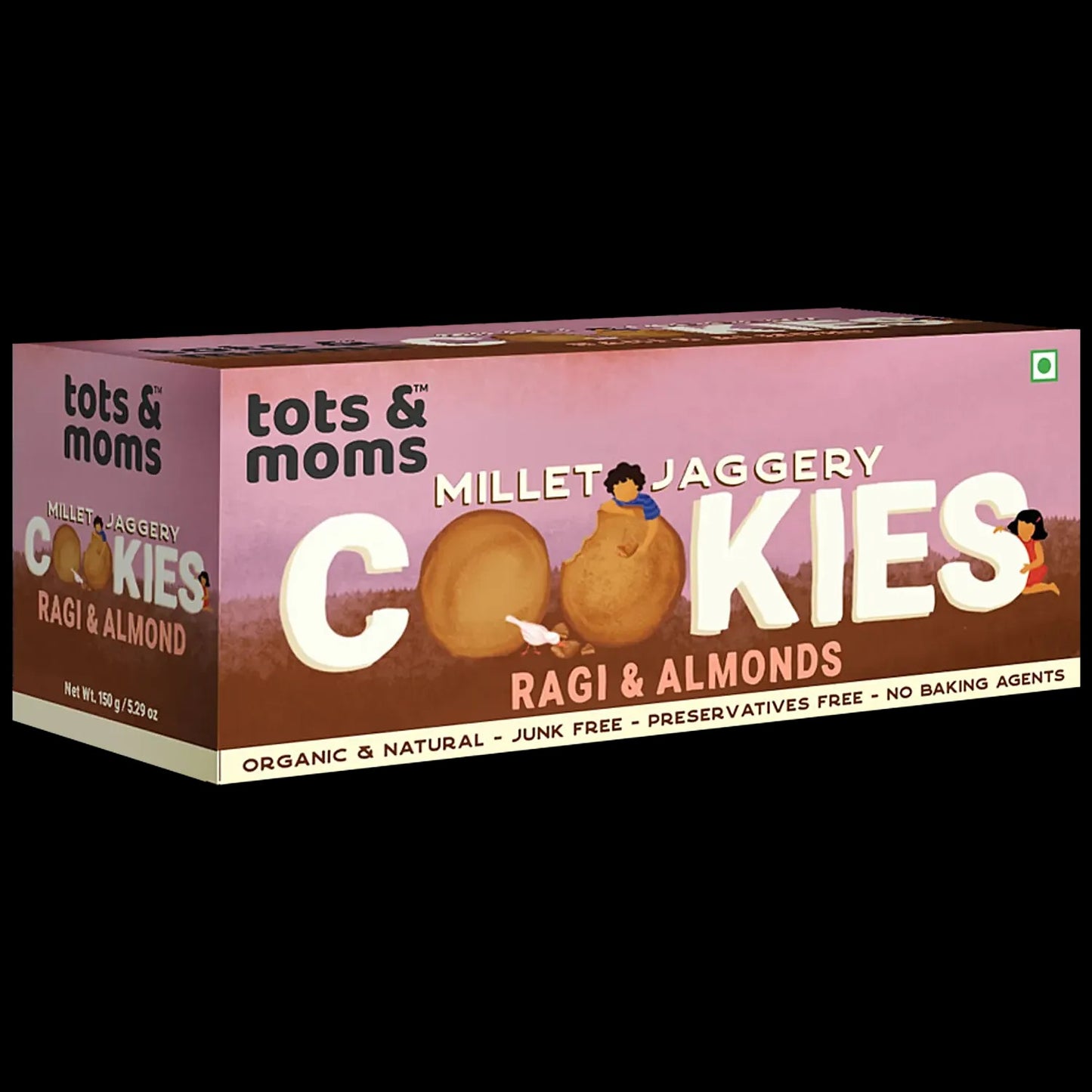 Tots and Moms Ragi & Almonds Millet & Jaggery Cookies - 150 gms