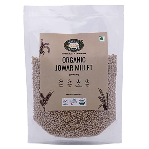 Millet Amma Grains Unpolished Certified Organic Jowar Millet Grains - 1 kg (pack of 2)