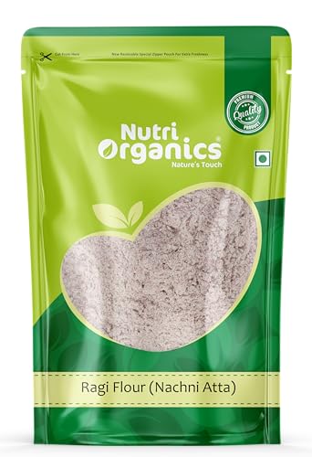 NutriOrganics Unpolished Ragi Flour, 1.5kg |100% Natural | Finger Millet Flour | Nachni Atta | Kelvaragu Flour | Rich in Calcium & Protein