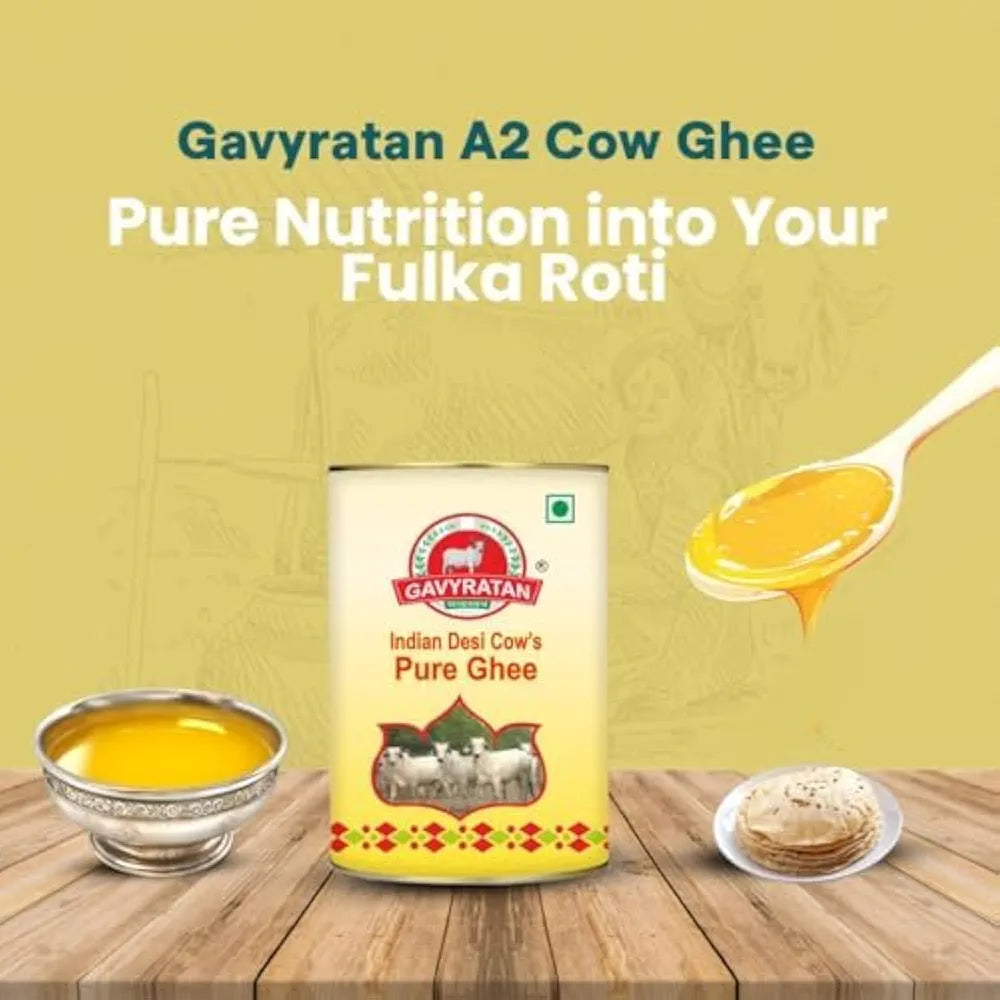 Gavyratan Pure A2 Ghee Desi Cow Ghee Handmade Empowering Farmers 100% Natural Organically Made 1 litre