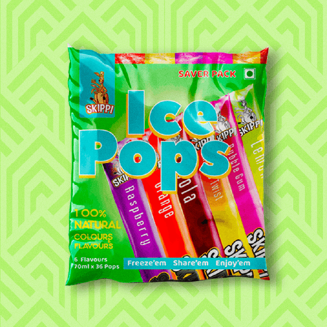 Skippi All Flavor Bag of Ice pops,  Pack of 36 Ice Pops