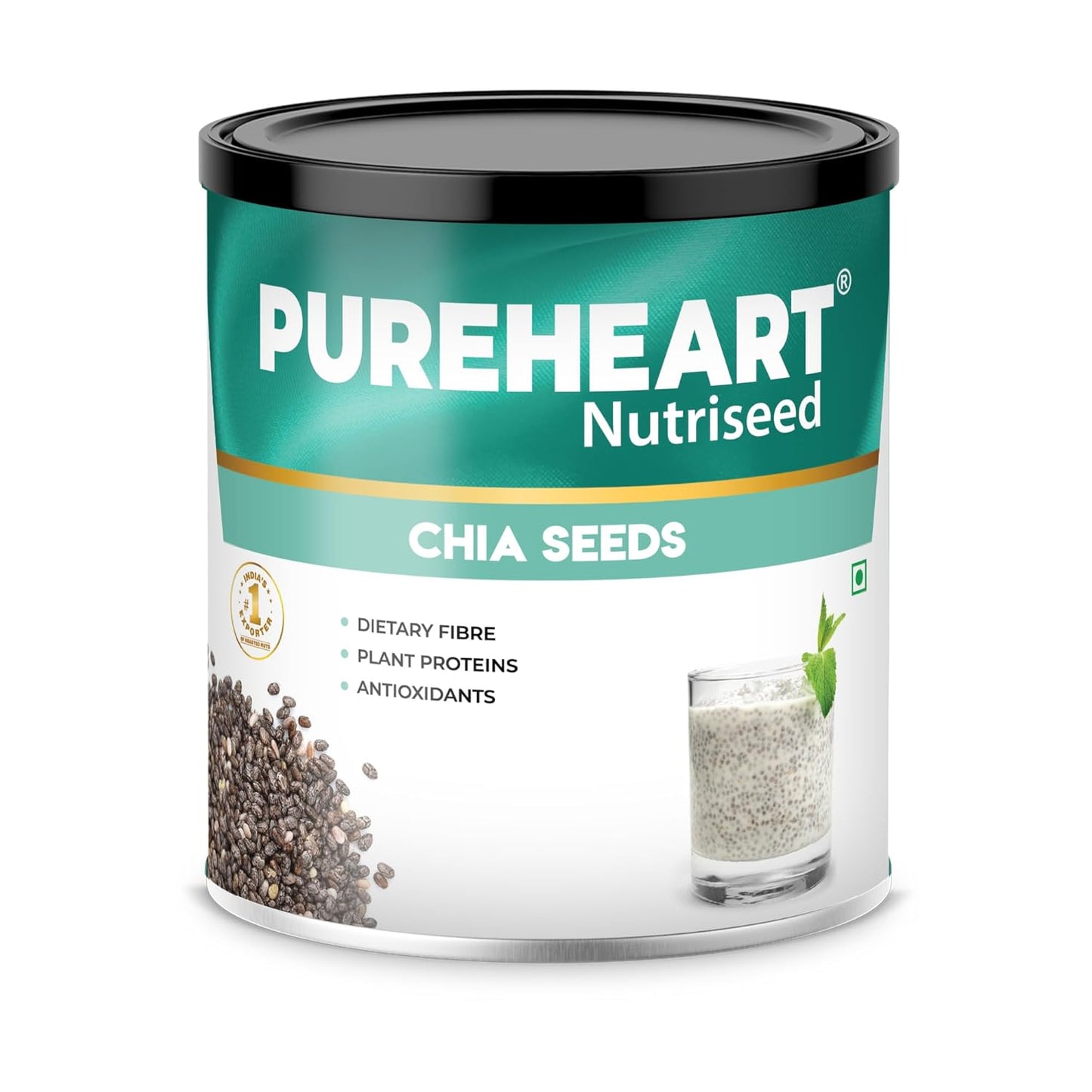 Pureheart Raw Chia Seeds | Chia Seeds for Weight Management | Rich in Calcium, Protein, Fiber, Omega-3 and Antioxidant | Seeds for Eating | Diet Snack | Naturally Sourced