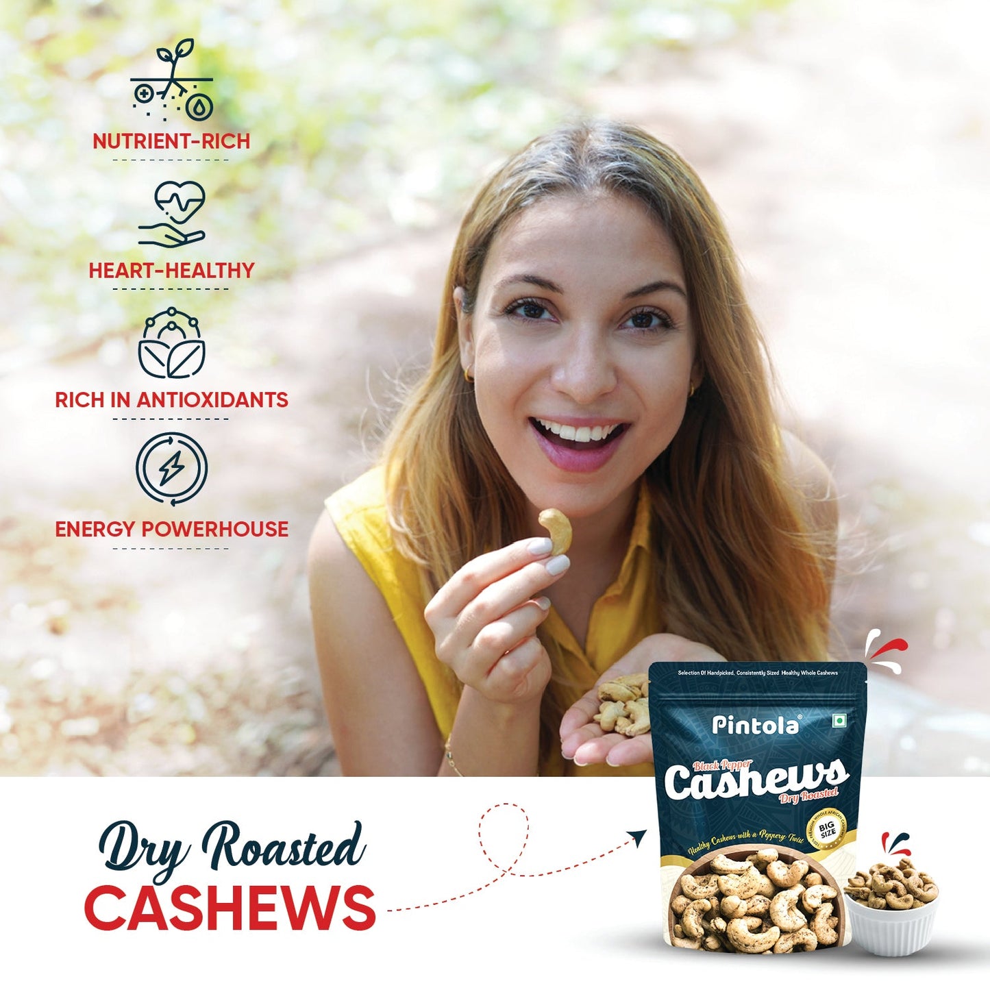 Premium Cashews Black Pepper flavoured | Dry Roasted