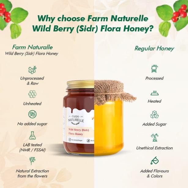 Wild Berry Flower Wild Forest Honey | 100% Pure Honey | Wooden Spoon| Raw, Natural, Unprocessed & Unheated Honey | Lab Tested Honey in Glass Bottle.