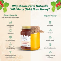 Wild Berry Flower Wild Forest Honey | 100% Pure Honey | Wooden Spoon| Raw, Natural, Unprocessed & Unheated Honey | Lab Tested Honey in Glass Bottle.