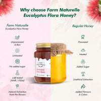 Eucalyptus Flower Wild Forest Honey | 100% Pure Honey | Wooden Spoon| Raw, Natural, Unprocessed & Unheated Honey | Lab Tested Honey in Glass Bottle.