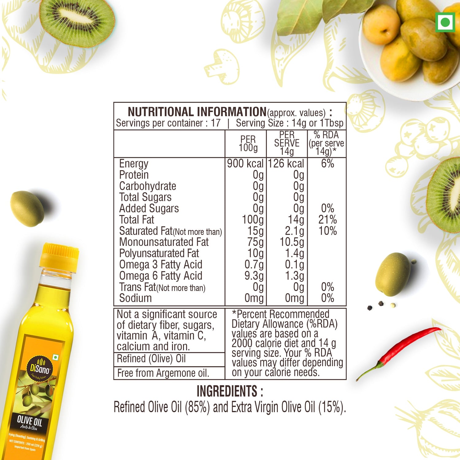 Disano Pure Olive Oil, 250ml