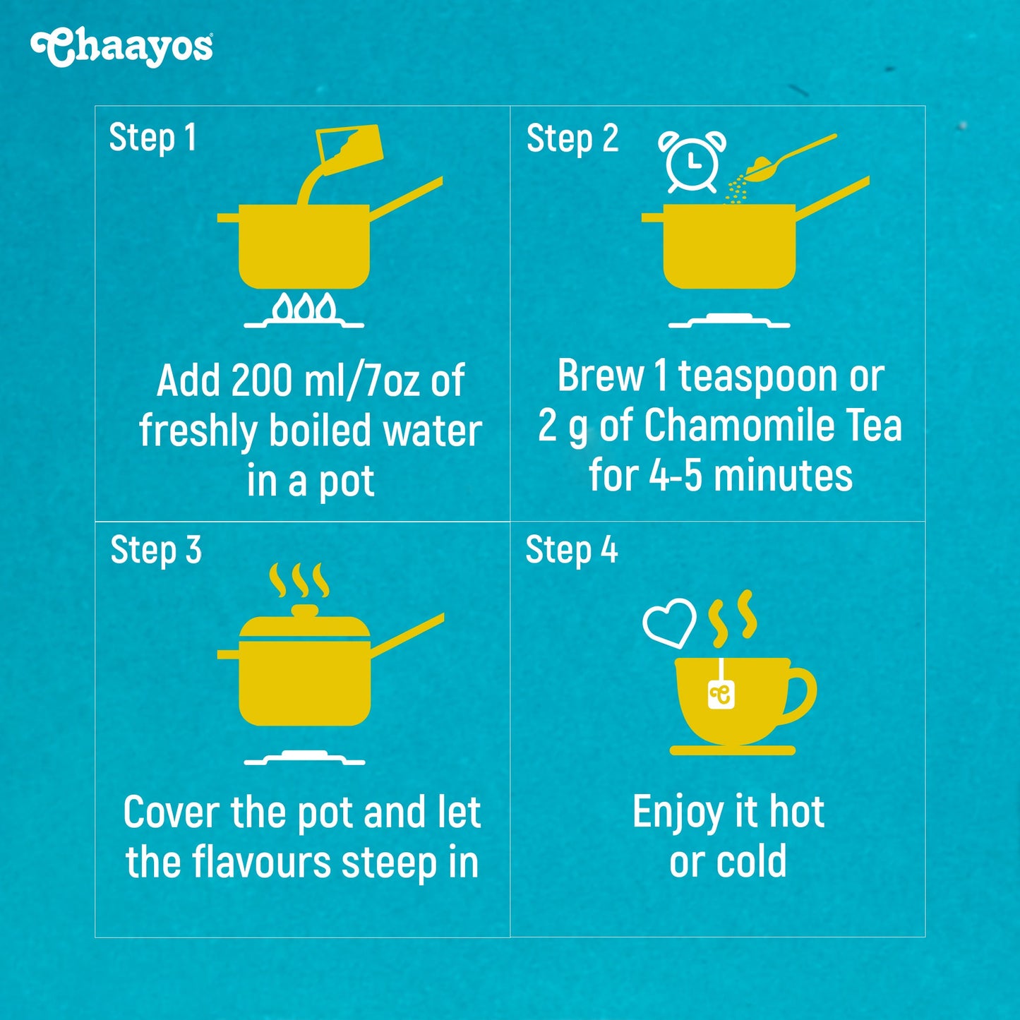 Chaayos Chamomile Herbal Tea - 50 GM | Herbal Tea | Chamomile Flower Tea | Natural Chamomile Flowers