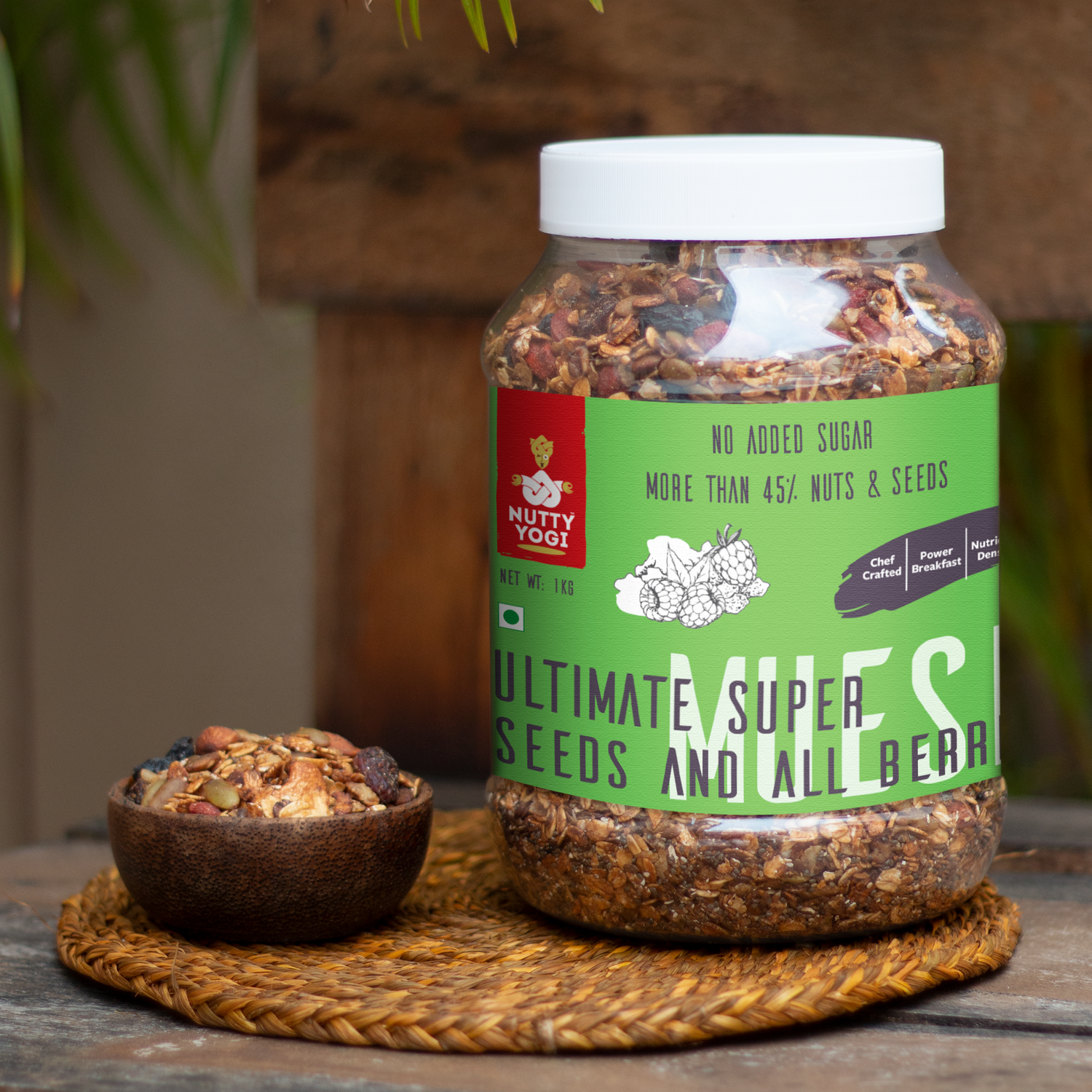 Nutty Yogi Ultmate Super & All Berries Muesli | Contains 45% Nuts & Seeds I No Added Sugar I No Preservative 1kg Jar