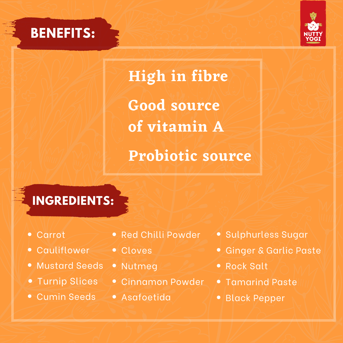 Nutty Yogi Crunchy Carrot, Cauliflower and Turnip Pickle 200g