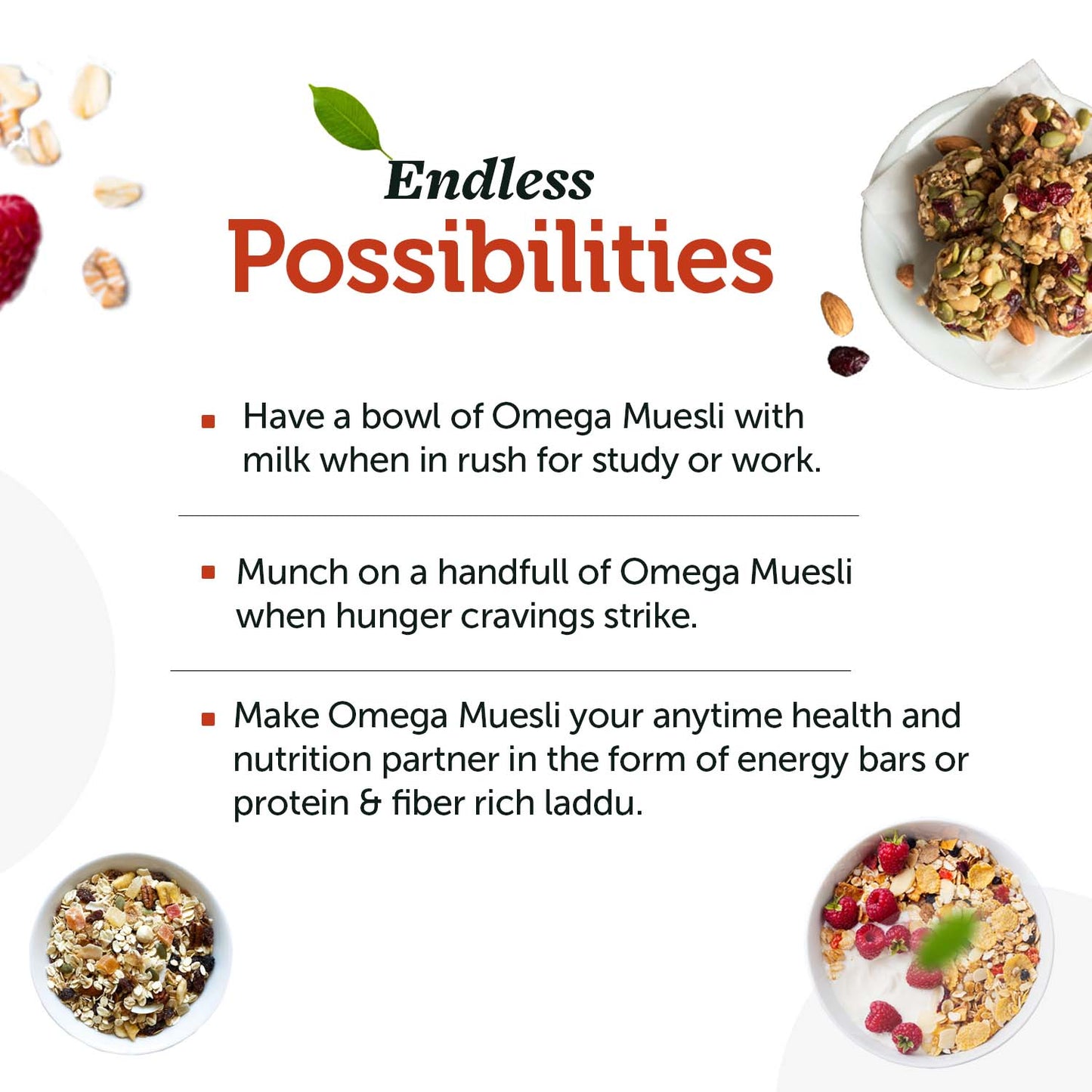 Omega Muesli with goodness of millets best for Managing Weight, Heart & Nutritious Munching