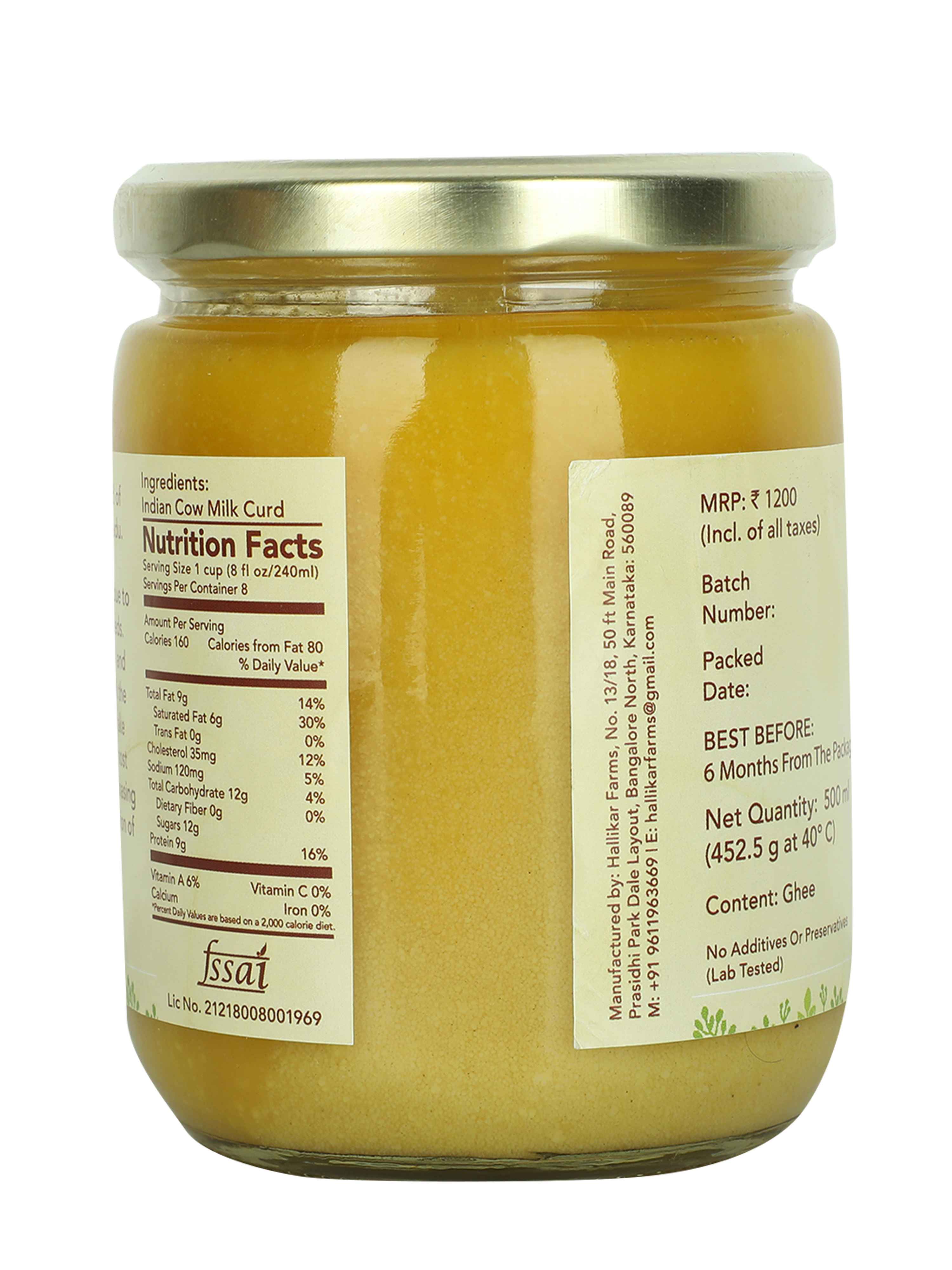 Agna A2 Desi Cow Ghee - Hand Churned from Curd