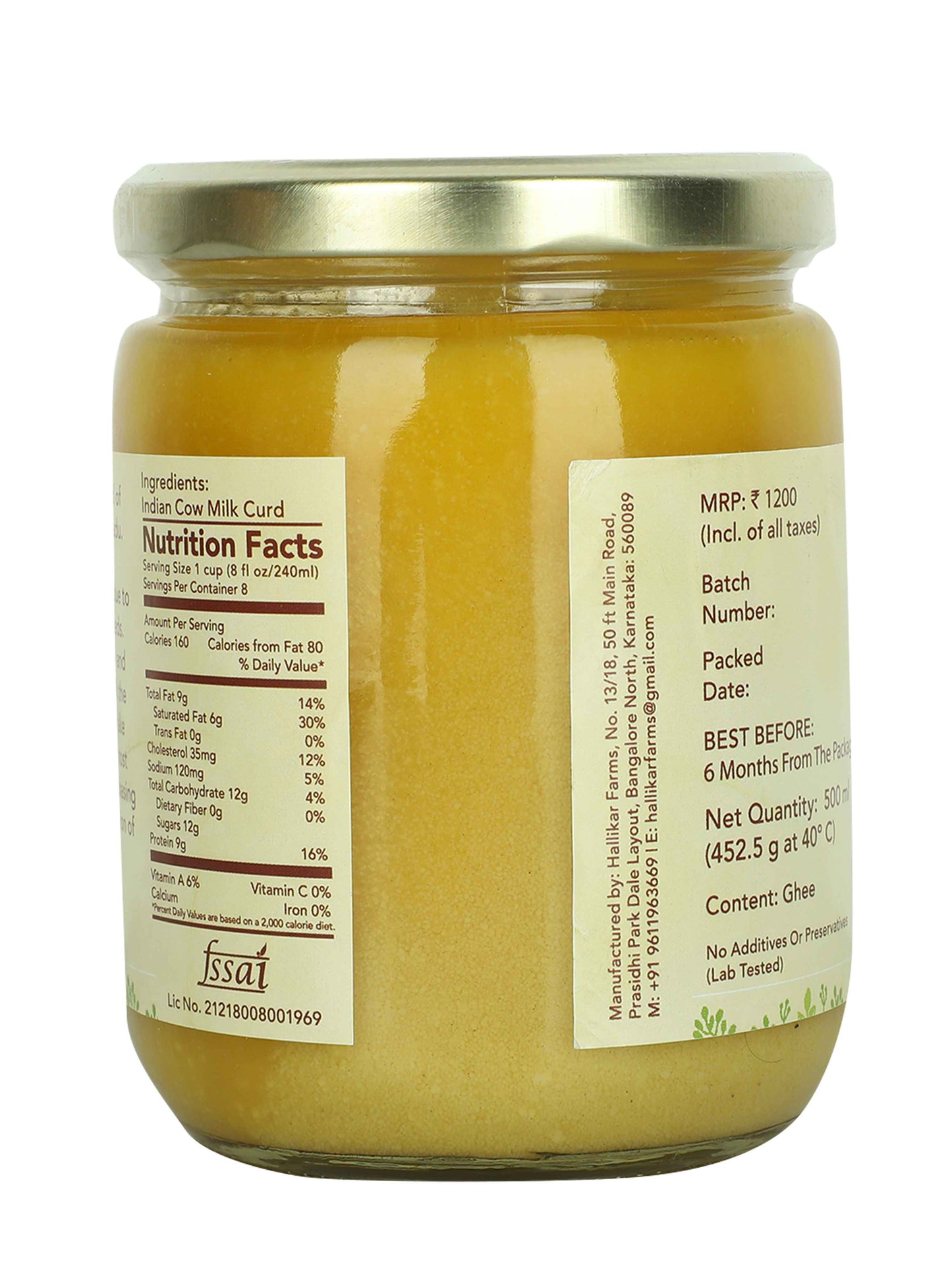 Agna A2 Desi Cow Ghee - Hand Churned from Curd