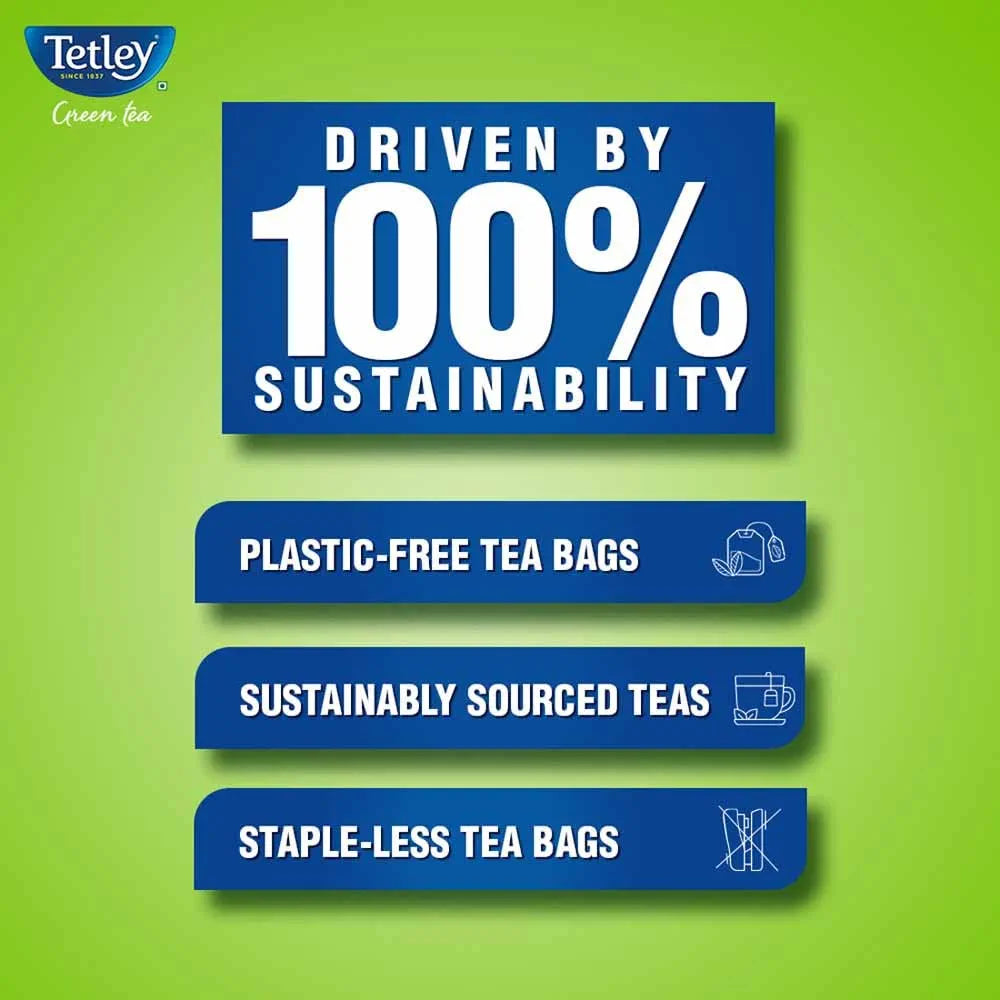 Tetley Green Tea Immune With Added Vitamin C, Lemon And Honey, 10 Tea Bags, 27 grams, Pack of 1