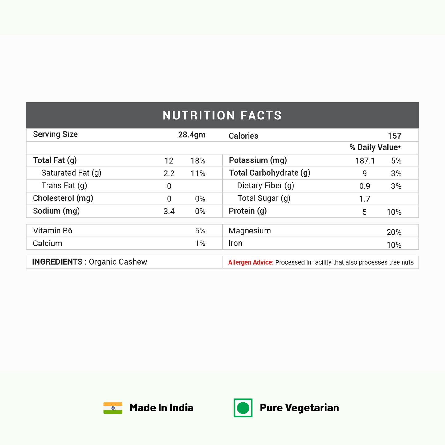 Pure Organio Organic Cashew - Kaju