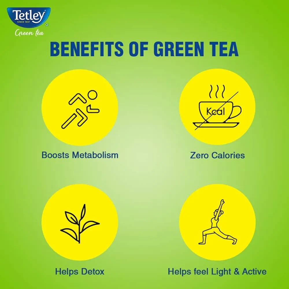 Tetley Green Tea, Lemon And Honey, 100 Tea Bags, 140 Grams