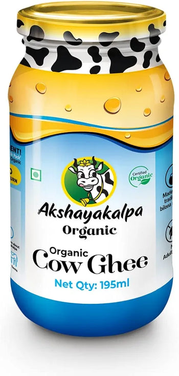 Akshayakalpa Organic Cow Ghee -195 ml – Pure Organic ghee, traditionally-churned, Chemical-Free, granular ghee, Nutritious by Nature