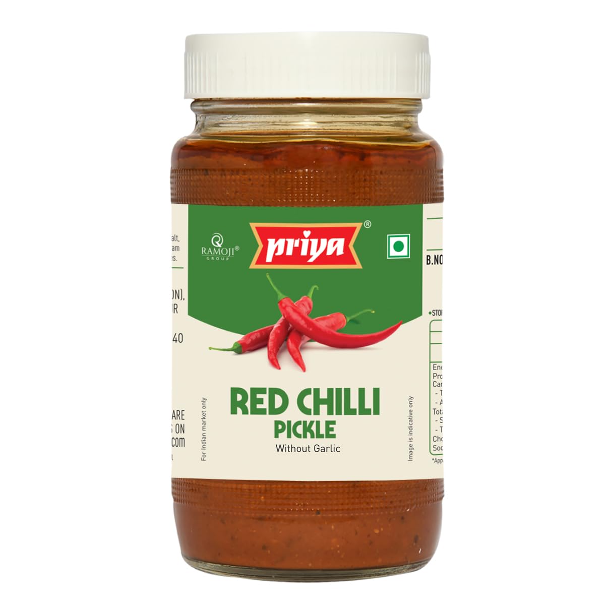 Priya Homemade Red Chilli Pickle without Garlic