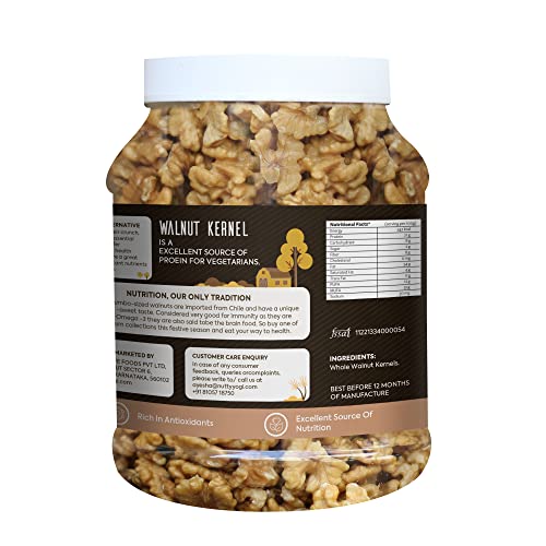 Nutty Yogi Walnuts Jar 800g| Premium Akrot Giri | Rich in Protein & Iron | Low Calorie Nut | 0g Trans Fat & Cholesterol Free