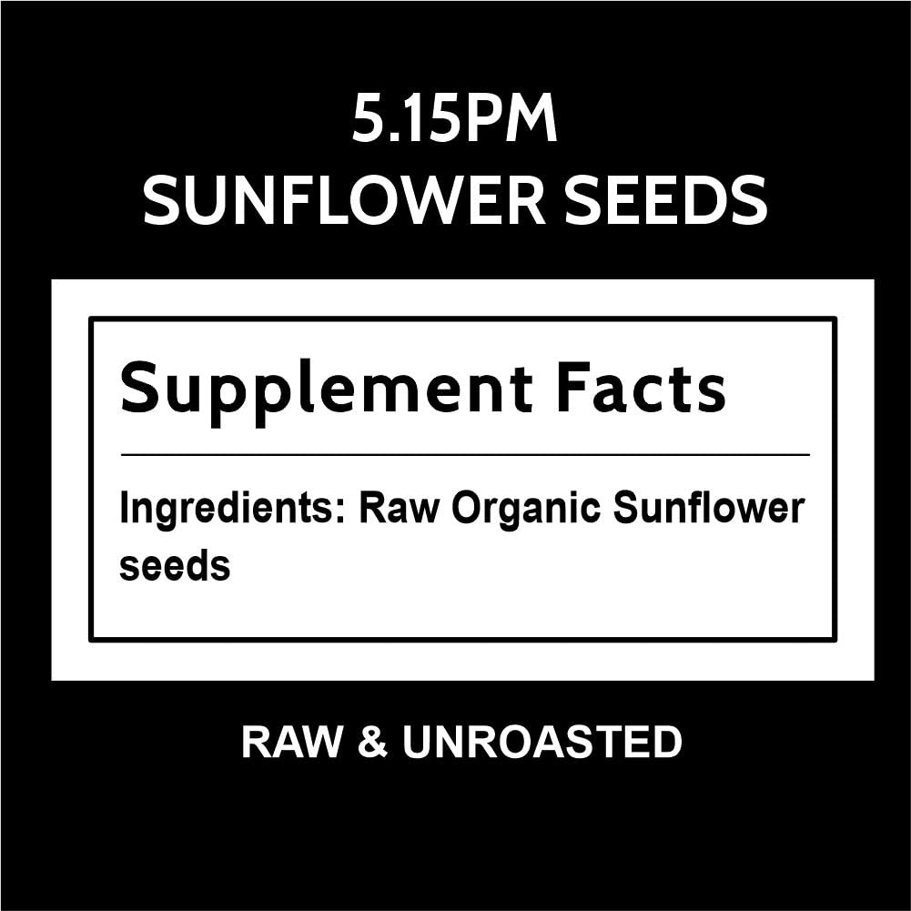 5:15PM Organic Sunflower Seeds 200gm| Raw Sunflower Seeds for eating |High in Protein & Fibre | 100% Organic, Natural, Raw & Unroasted Seeds– 200g