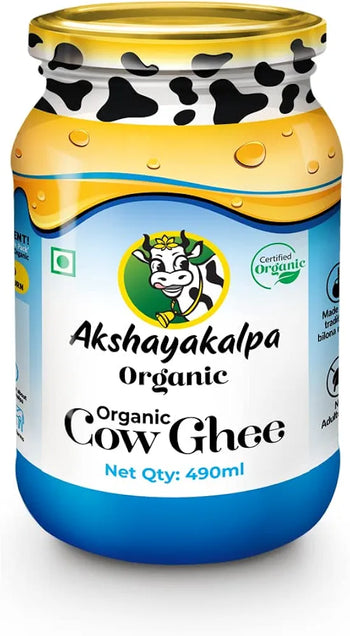 Akshayakalpa Organic Cow Ghee – 490 ml - Pure organic ghee, traditionally-churned, chemical-free, granular ghee, nutritious by nature