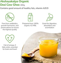 Akshayakalpa Organic Desi Cow Ghee, 300ml - Pure organic ghee, traditionally-churned, chemical-free, granular ghee, nutritious by nature