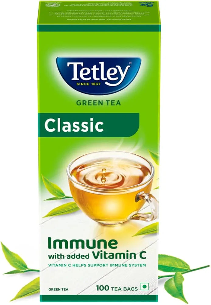 Tetley Green Tea, Refreshing , 100 Tea Bags, 140 Grams