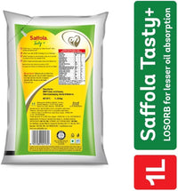 Saffola Tasty + Refined Cooking Oil | Multi-Source Edible Rice Bran & Corn Oil | 50% More Oryzanol | 1 Litre Pouch