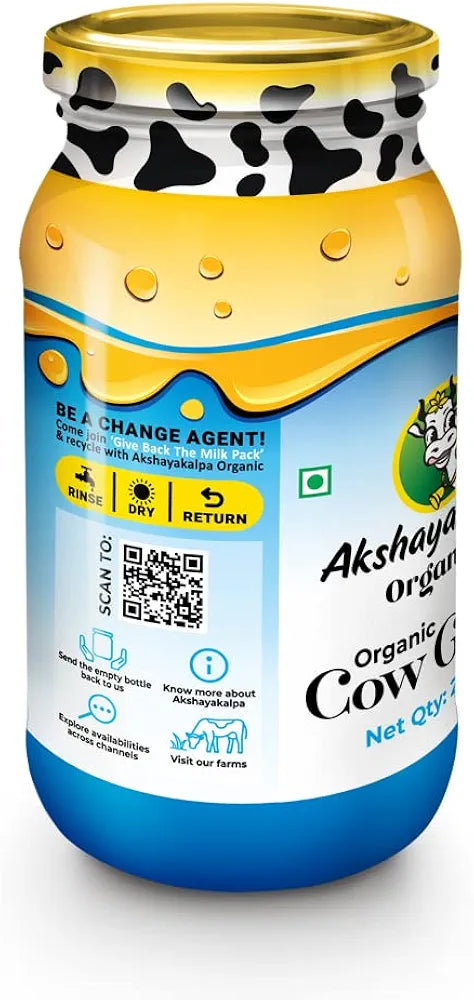 Akshayakalpa Organic Cow Ghee -195 ml – Pure Organic ghee, traditionally-churned, Chemical-Free, granular ghee, Nutritious by Nature