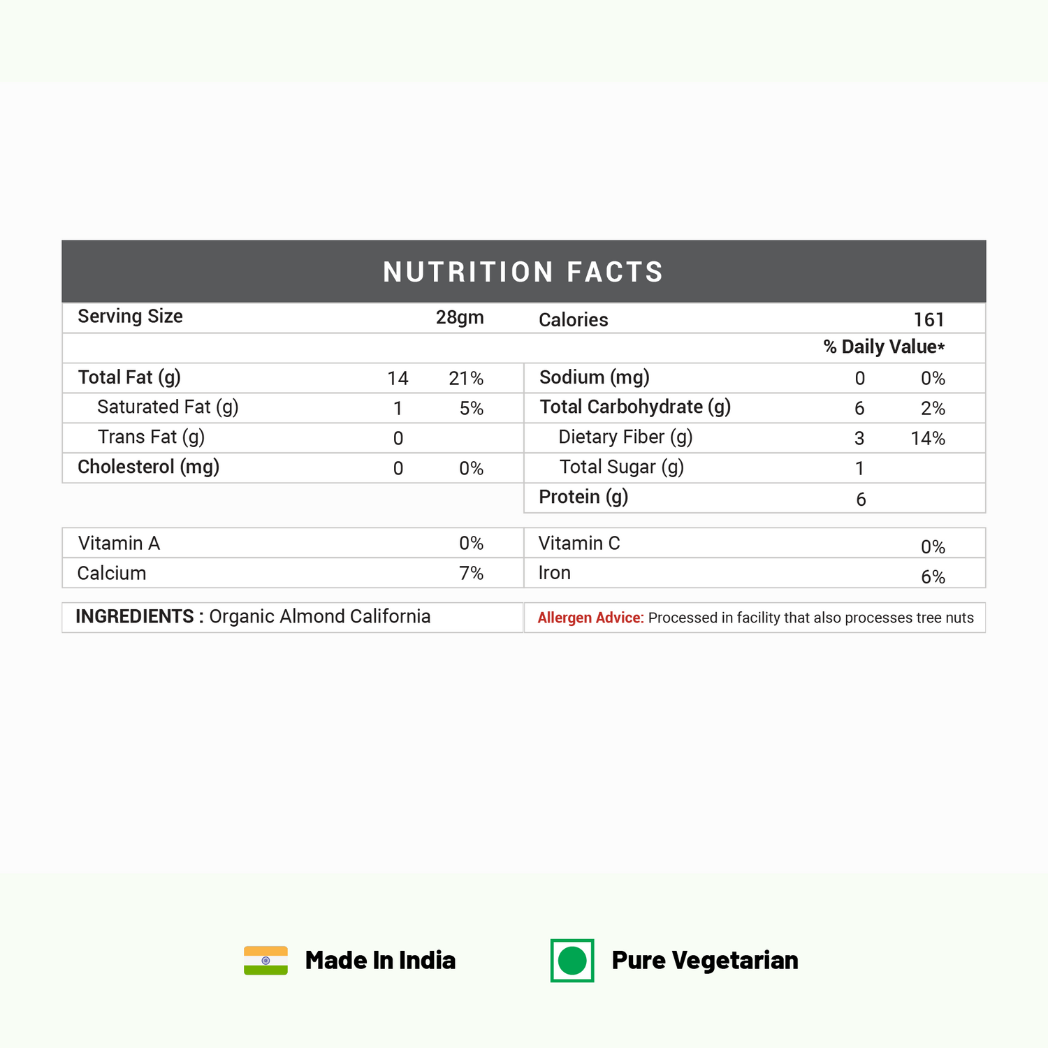 Pure Organio Organic Almonds - Calforina Badam NPOP Certified