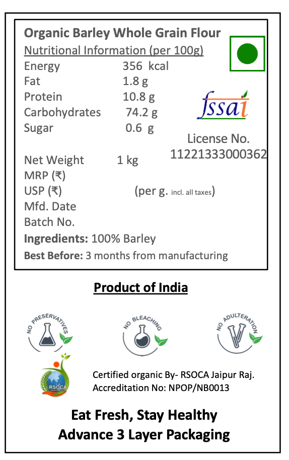 Organic Barley  Atta/Flour
