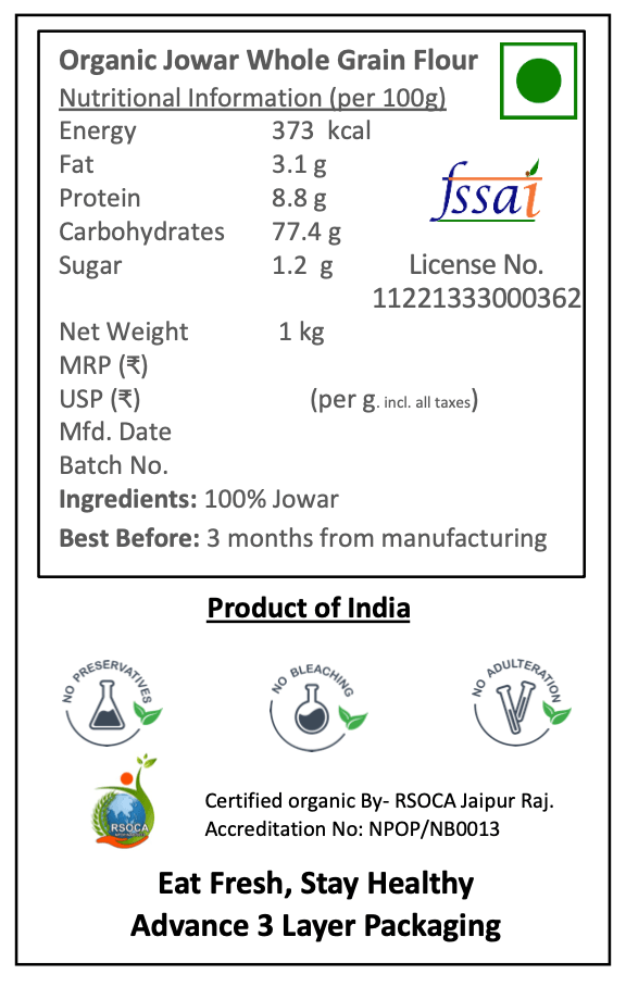 Organic Jowar  Atta/Flour