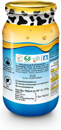 Akshayakalpa Organic Cow Ghee -195 ml – Pure Organic ghee, traditionally-churned, Chemical-Free, granular ghee, Nutritious by Nature