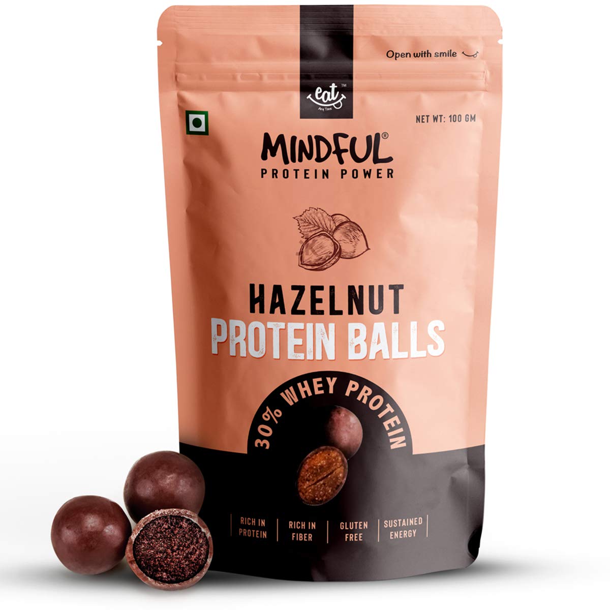 Eat Anytime Mindful Hazelnut Protein Energy Balls - 300 gms (pack of 3)