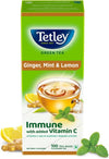 Tetley Green Tea Immune With Added Vitamin C Ginger Mint & Lemon 100 Tea Bags - 140 gms