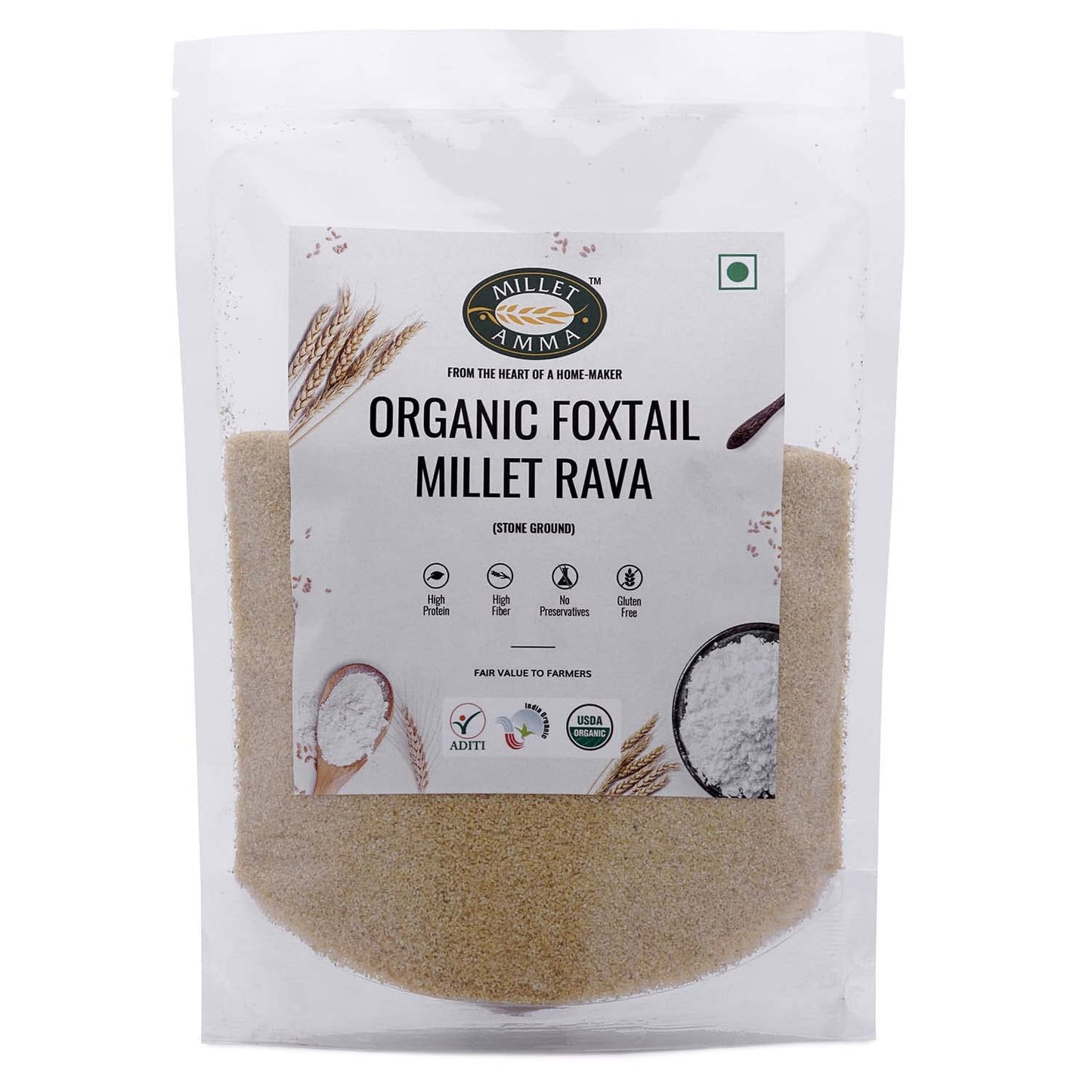 Millet Amma Organic Foxtail Millet Rava - 1000 gms