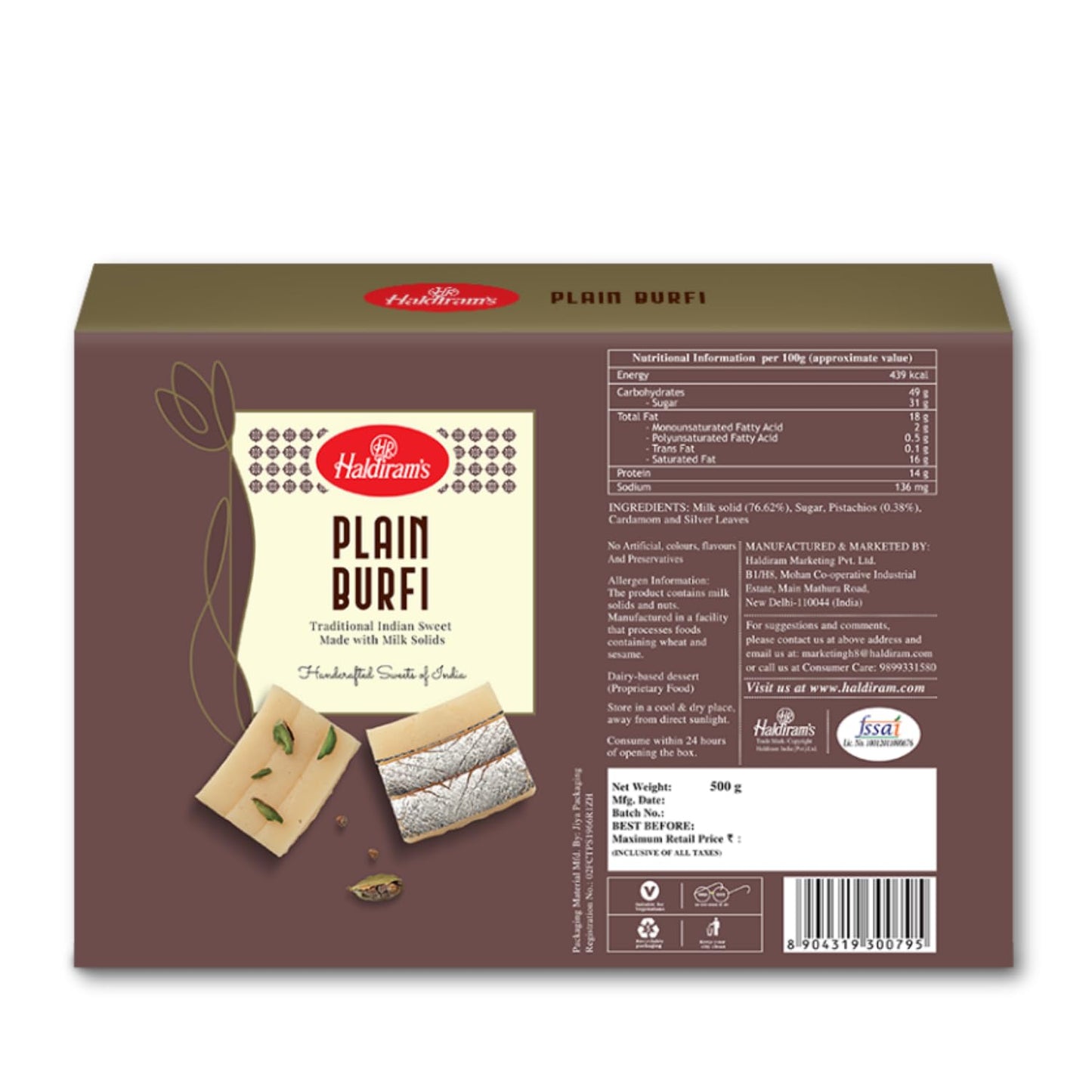 Haldiram's Plain Burfi - 400 gms (pack of 2)