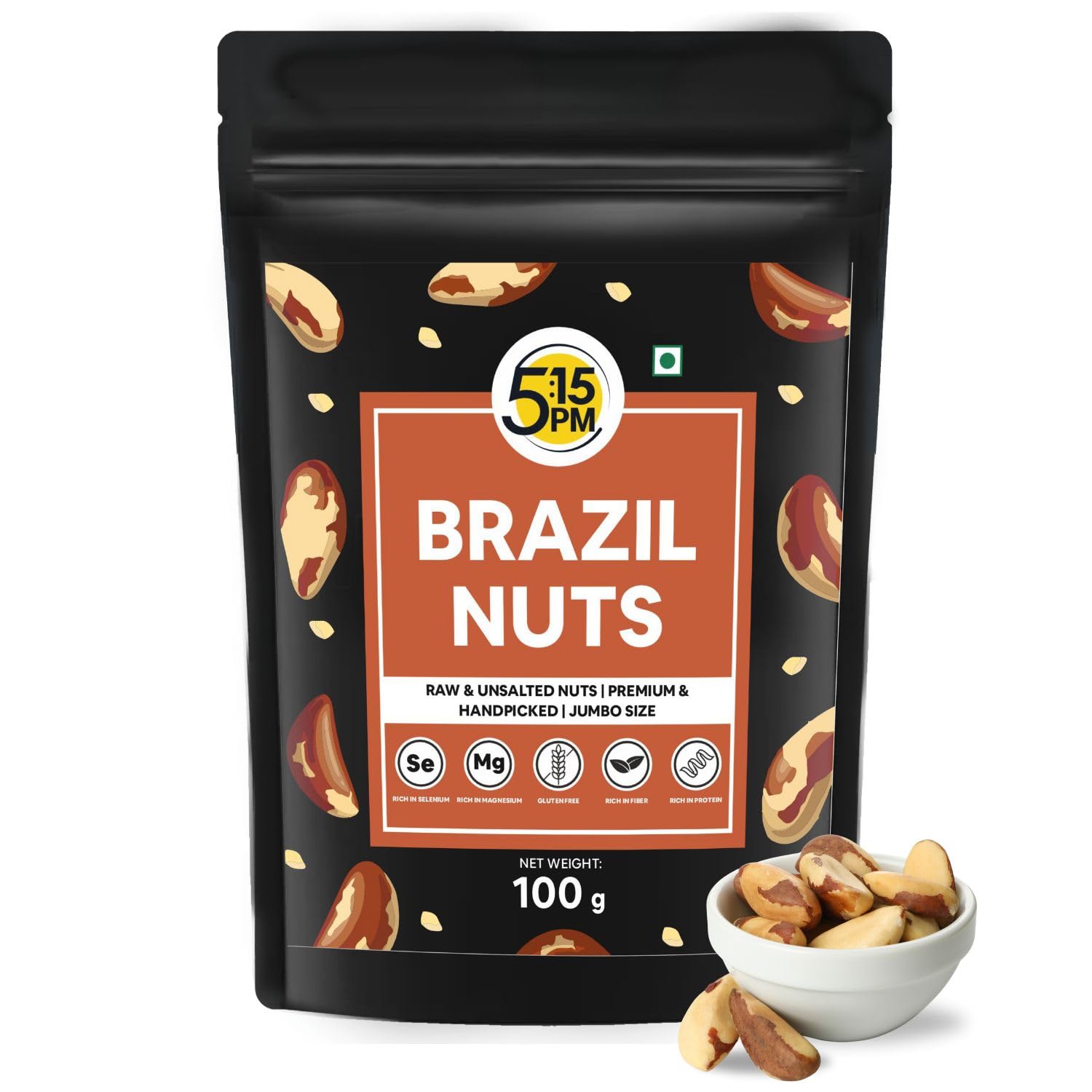 5:15 PM Jumbo Brazil Nuts 100gm | Handpicked & Exotic Brazil Nuts| Rich in Selenium and Magnesium| Raw Unsalted 100% Natural whole Brazil nuts -100g