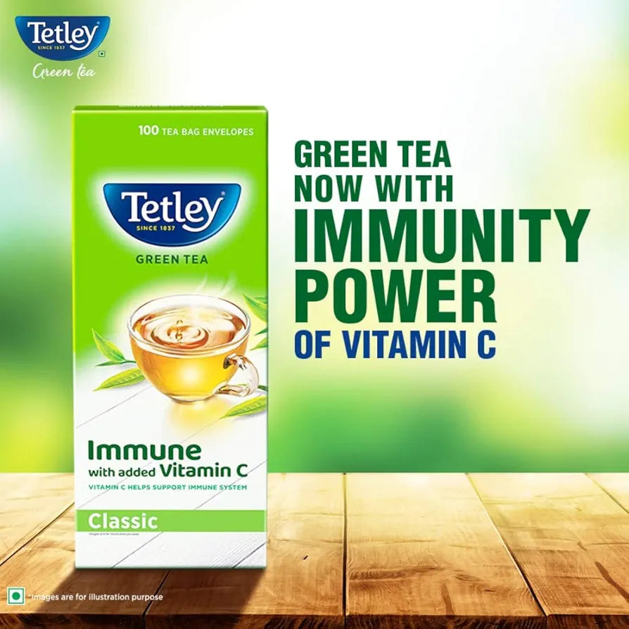 Tetley Green Tea, Refreshing , 100 Tea Bags, 140 Grams